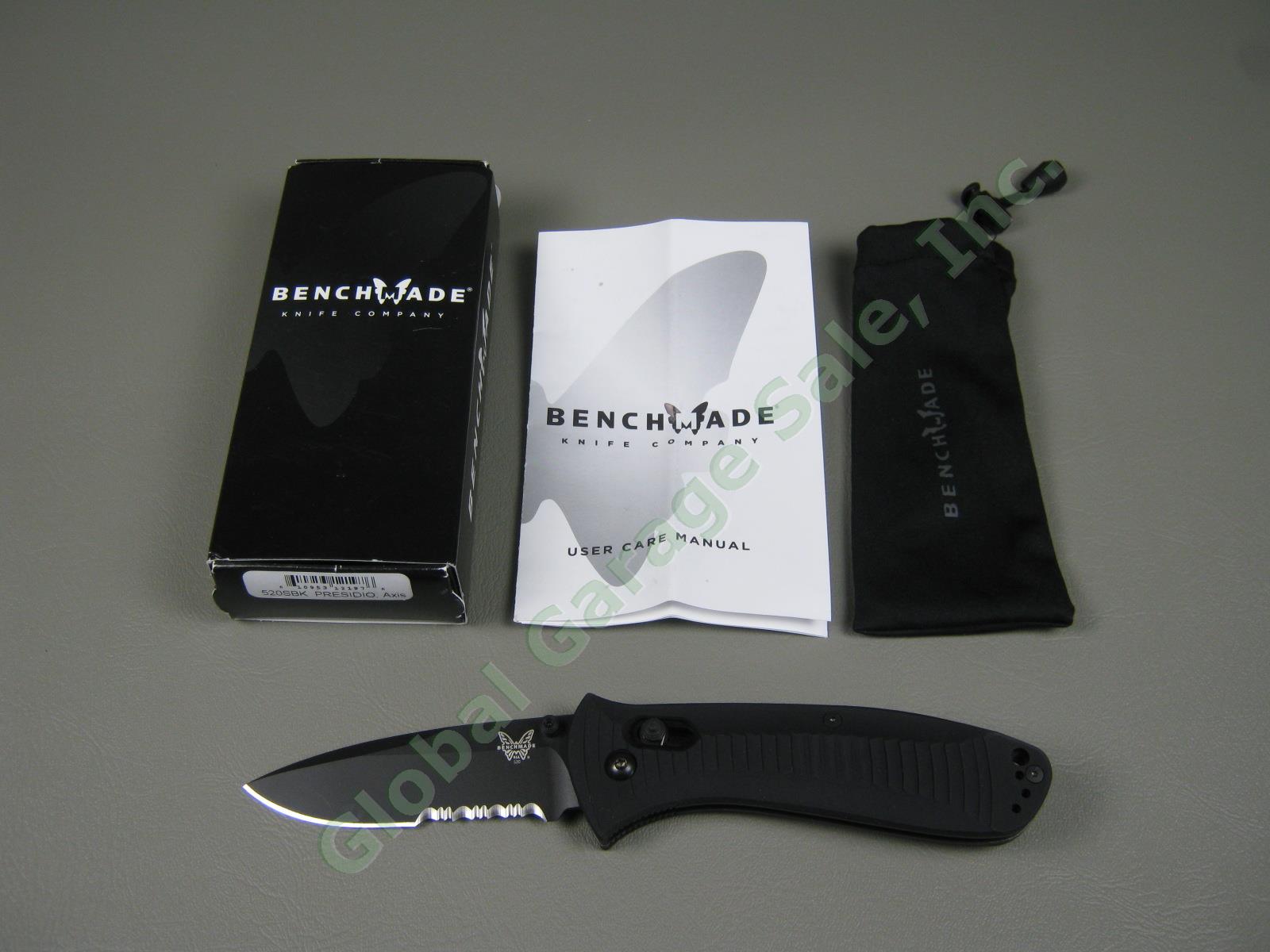 NEW Benchmade 520SBK Presidio Axis ComboEdge BK1 Coated Black Blade Fold Knife