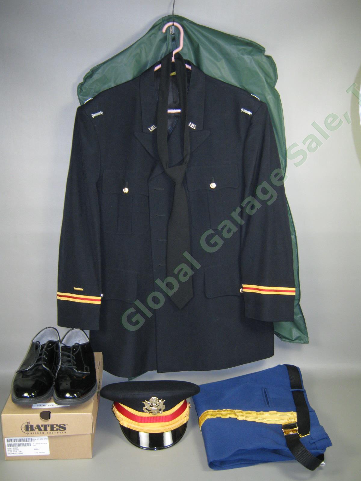US Army ASU Dress Blue Officer Uniform Jacket Oxford Shoes Artillery Cap Beret