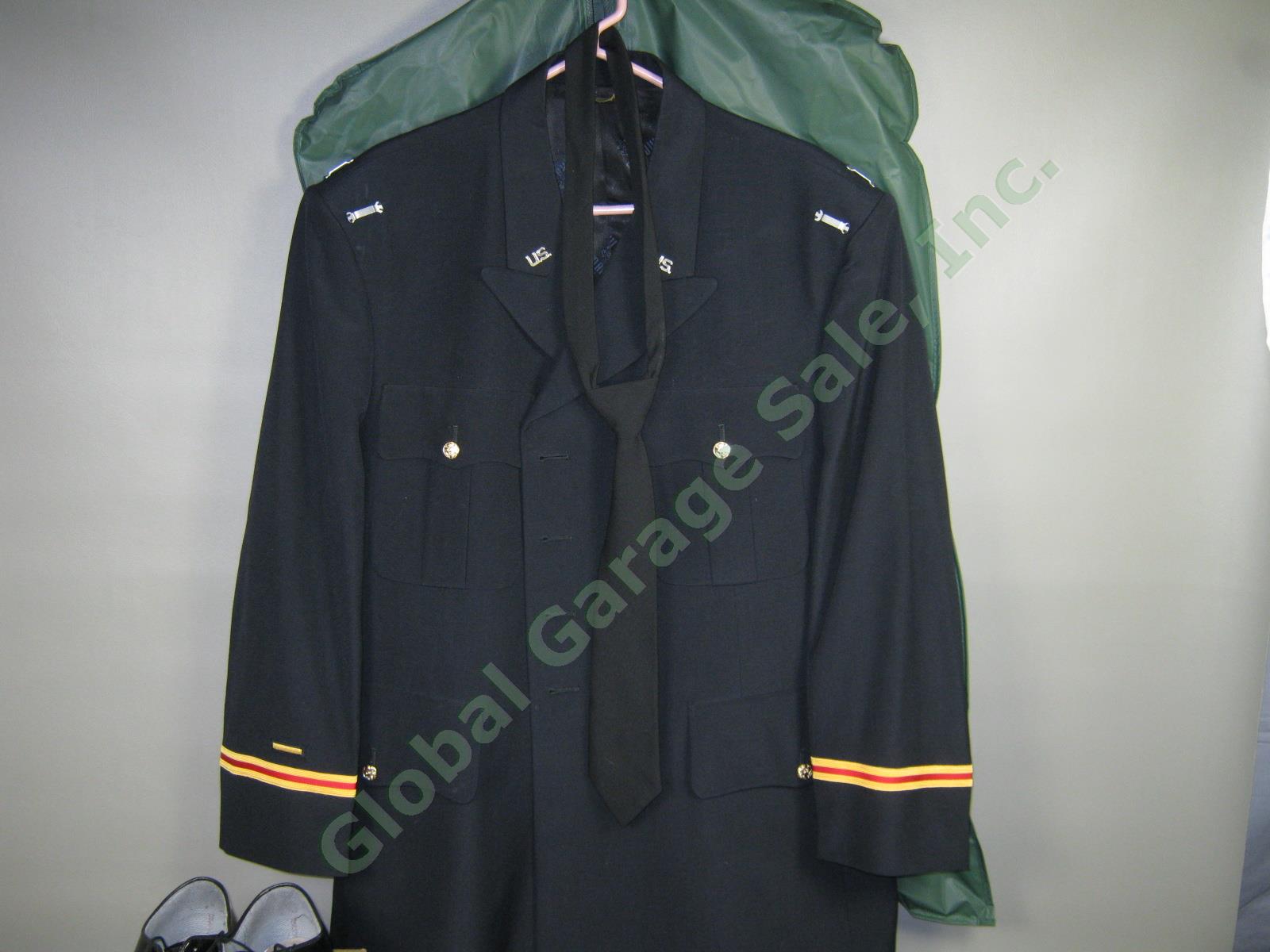 US Army ASU Dress Blue Officer Uniform Jacket Oxford Shoes Artillery Cap Beret 1