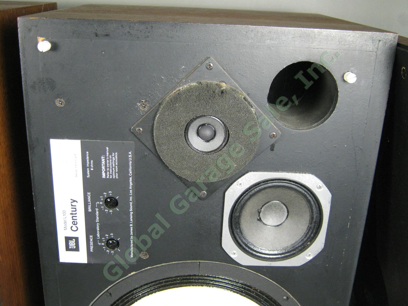 Vintage All Original JBL Century L100 Stereo Speakers Walnut Finish Great Sound! 5