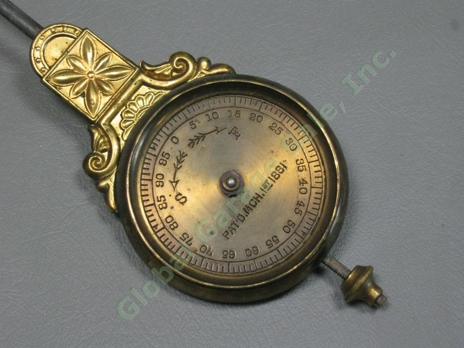 Vtg Antique New Haven Eight 8-Day Shelf Mantle Clock Indicator Pendulum Pat 1881 12