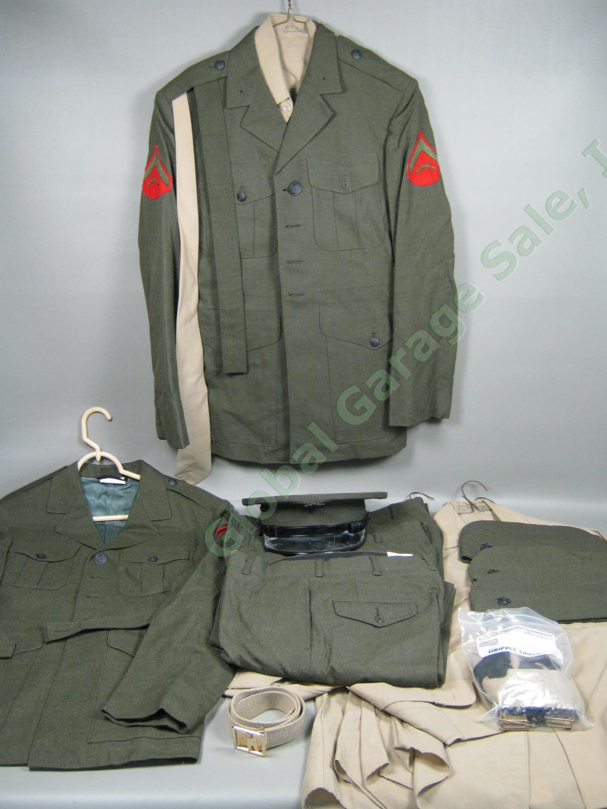 Huge USMC Marine Corps Charlie Uniform Pants Jackets Shirts Cap Lot Never Worn!