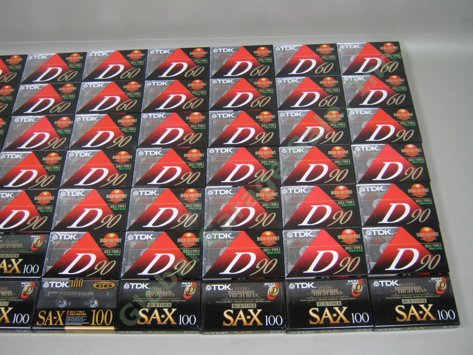63 Sealed TDK Audio Cassette Tape Lot SA-X 100 IEC Type II High Bias D90 D60 NR 2