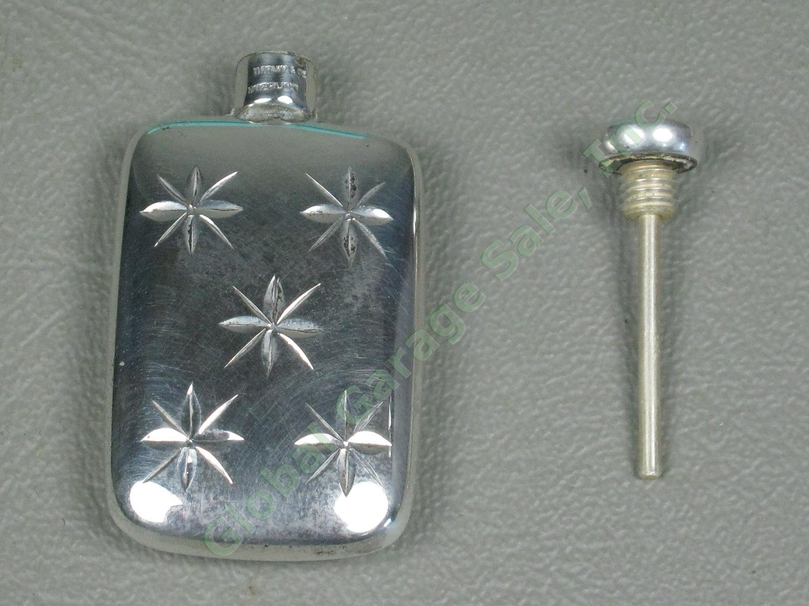 Vtg Tiffany & Co Sterling Silver Starburst Perfume Flask + Leonore Doskow Funnel 1