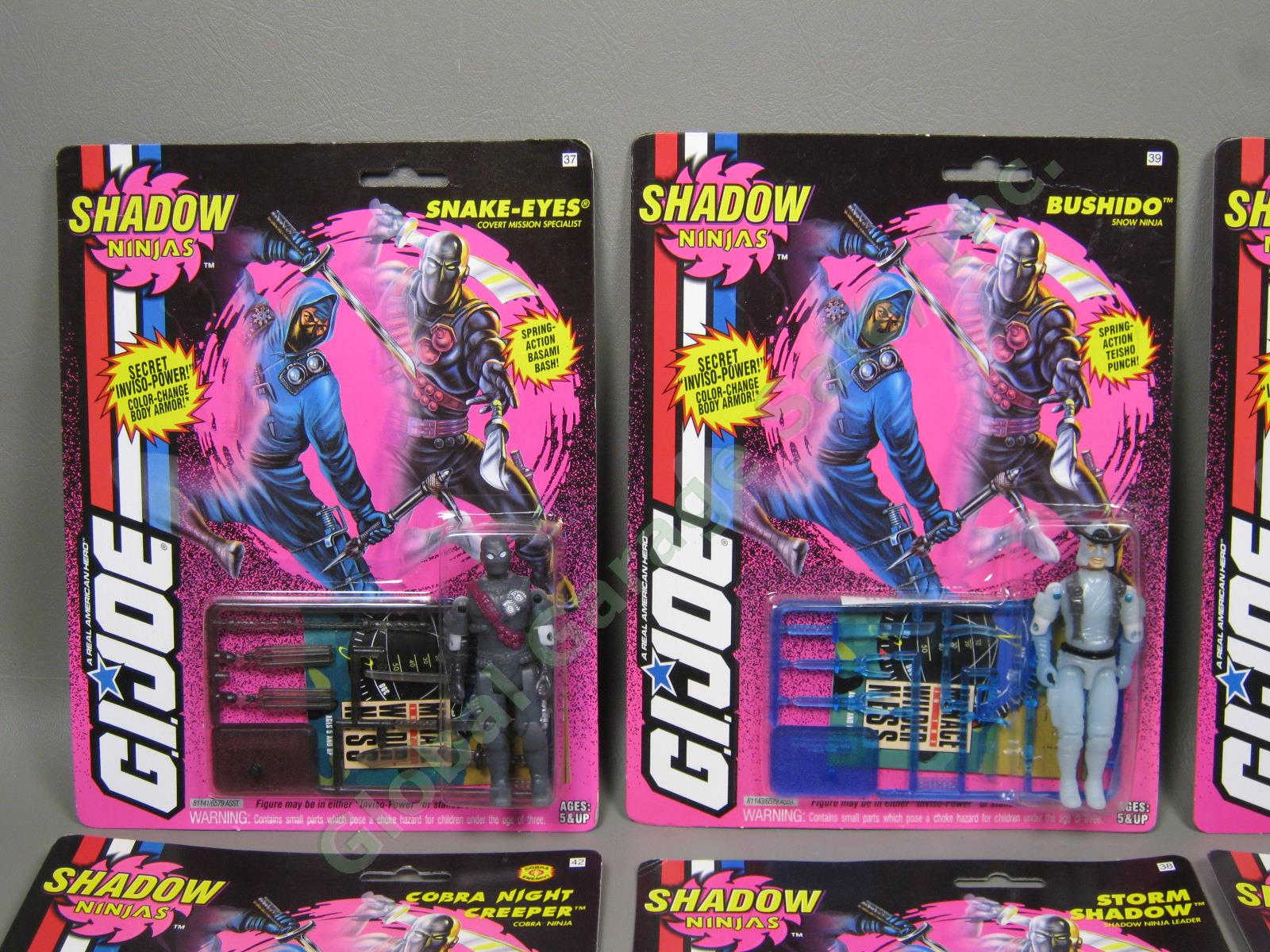 6 1993 GI Joe ARAH Shadow Ninjas Inviso-Power Figure Lot MOC Snake-Eyes Bushido 1