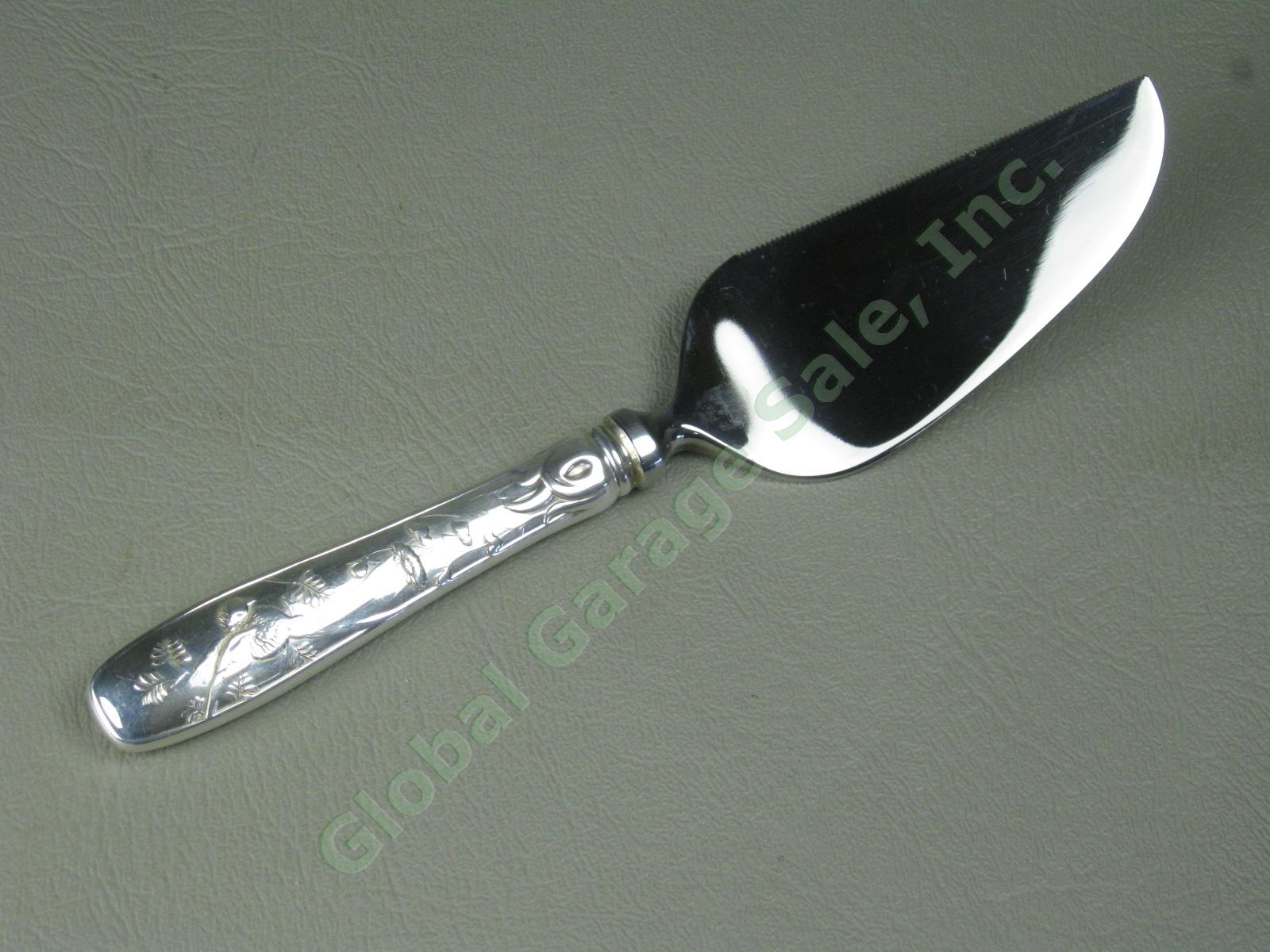 Vtg Tiffany & Co Cheese Serving Knife Sterling Silver Bird Flower Handle No Res!