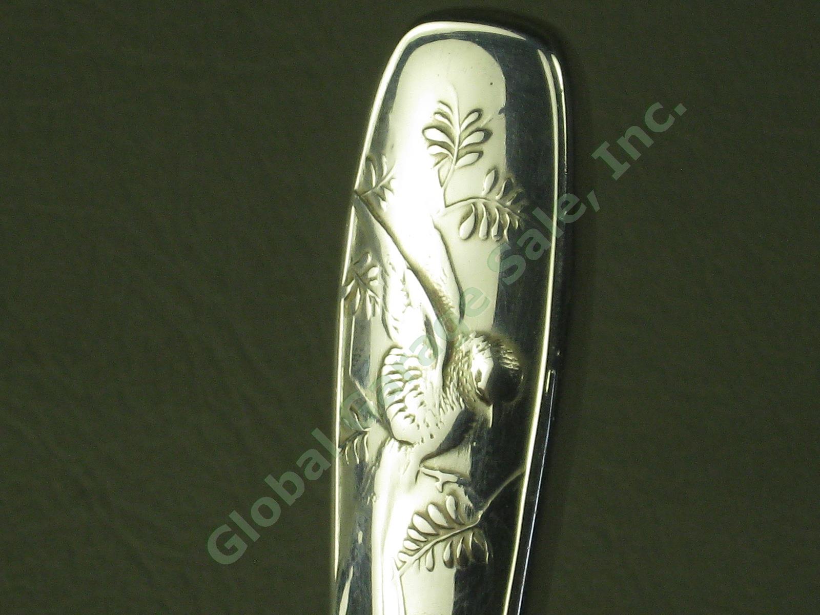 Vtg Tiffany & Co Cheese Serving Knife Sterling Silver Bird Flower Handle No Res! 2