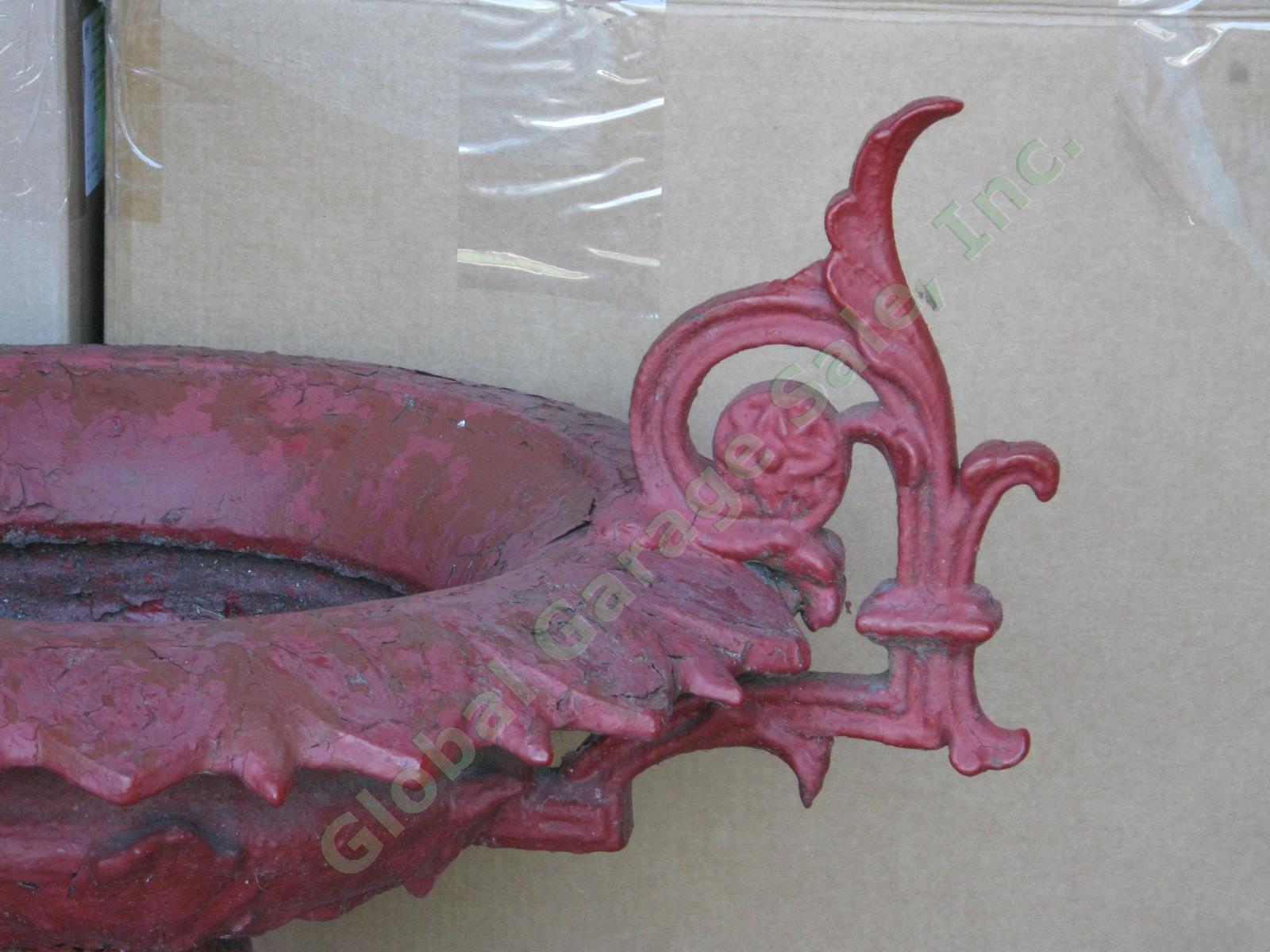 Gorgeous Vintage Antique Ornate Cast Iron Garden Urn Planter Bird Bath 24" Tall 1