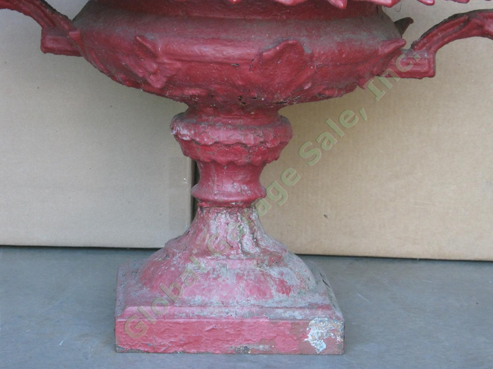 Gorgeous Vintage Antique Ornate Cast Iron Garden Urn Planter Bird Bath 24" Tall 2