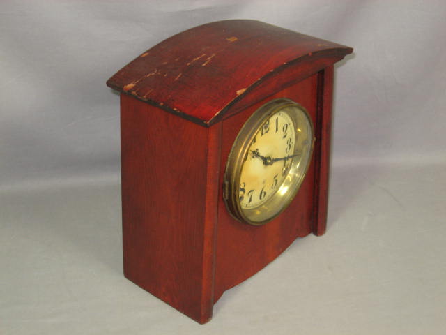 Antique Gilbert Wooden Wood Shelf Mantle Mantel Clock 2