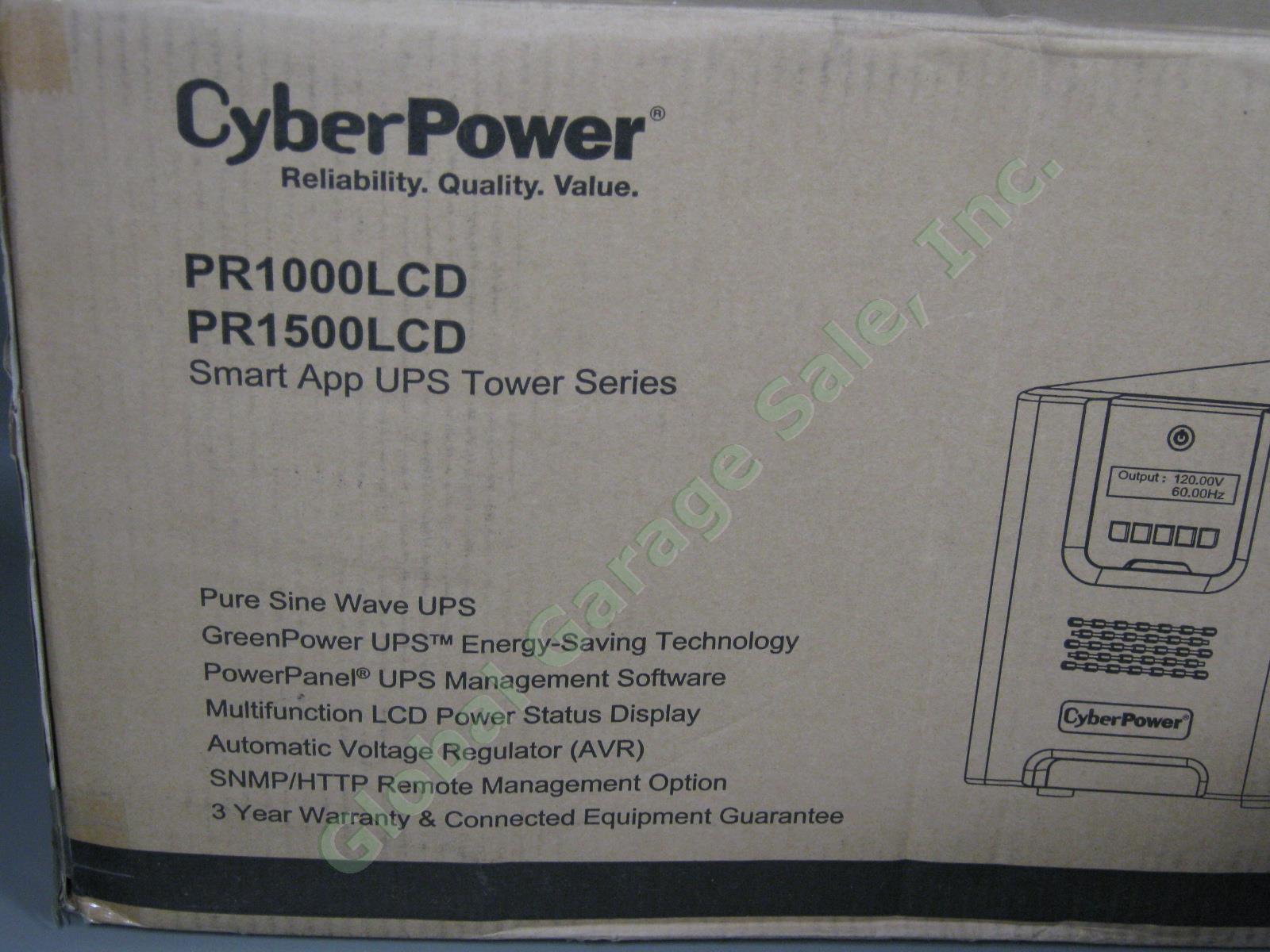 CyberPower PR1500LCD LCD UPS 1500VA 1050W Smart App Sine Wave Tower Barely Used! 3