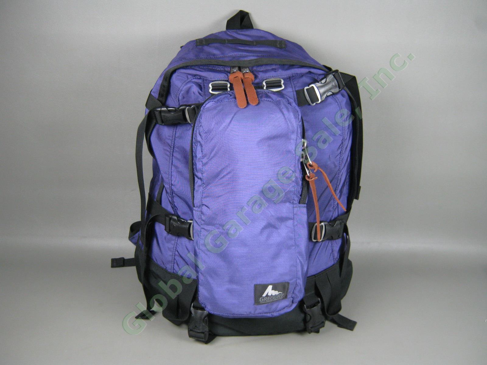 Vintage Gregory Purple Backpack Day And A Half Pack w/ Pouch + Leather Pulls EXC