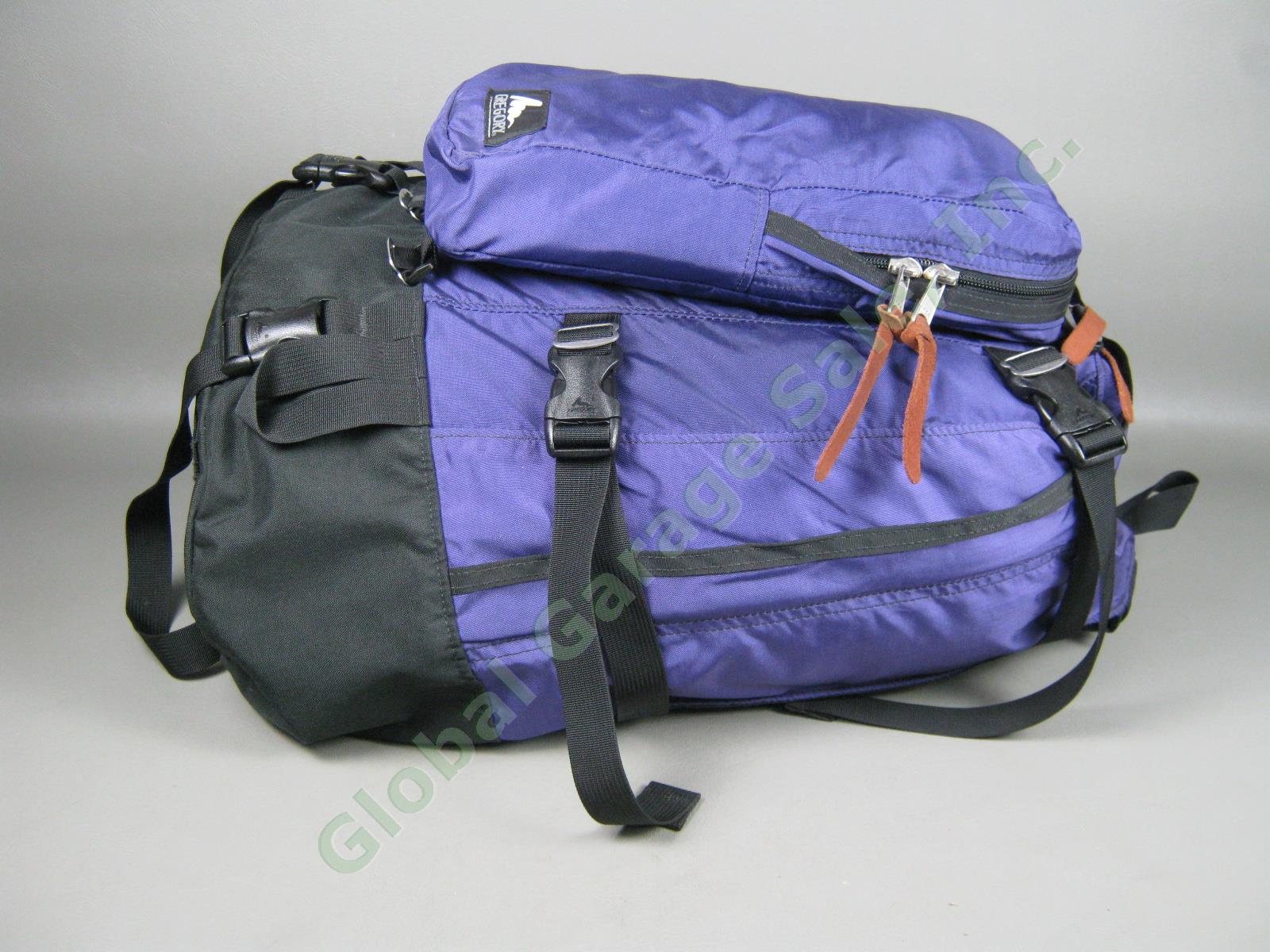 Vintage Gregory Purple Backpack Day And A Half Pack w/ Pouch + Leather Pulls EXC 1