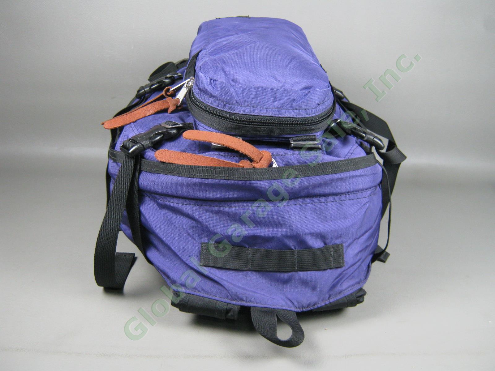Vintage Gregory Purple Backpack Day And A Half Pack w/ Pouch + Leather Pulls EXC 2