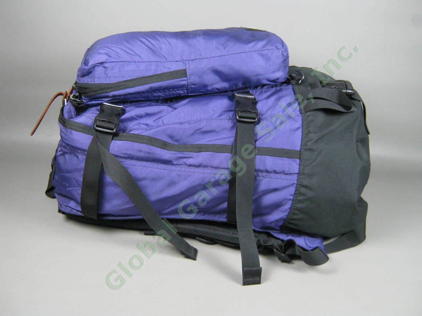Vintage Gregory Purple Backpack Day And A Half Pack w/ Pouch + Leather Pulls EXC 3