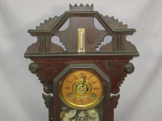 Antique Russell & Jones Wall Clock W/ Pendulum + Key NR 1