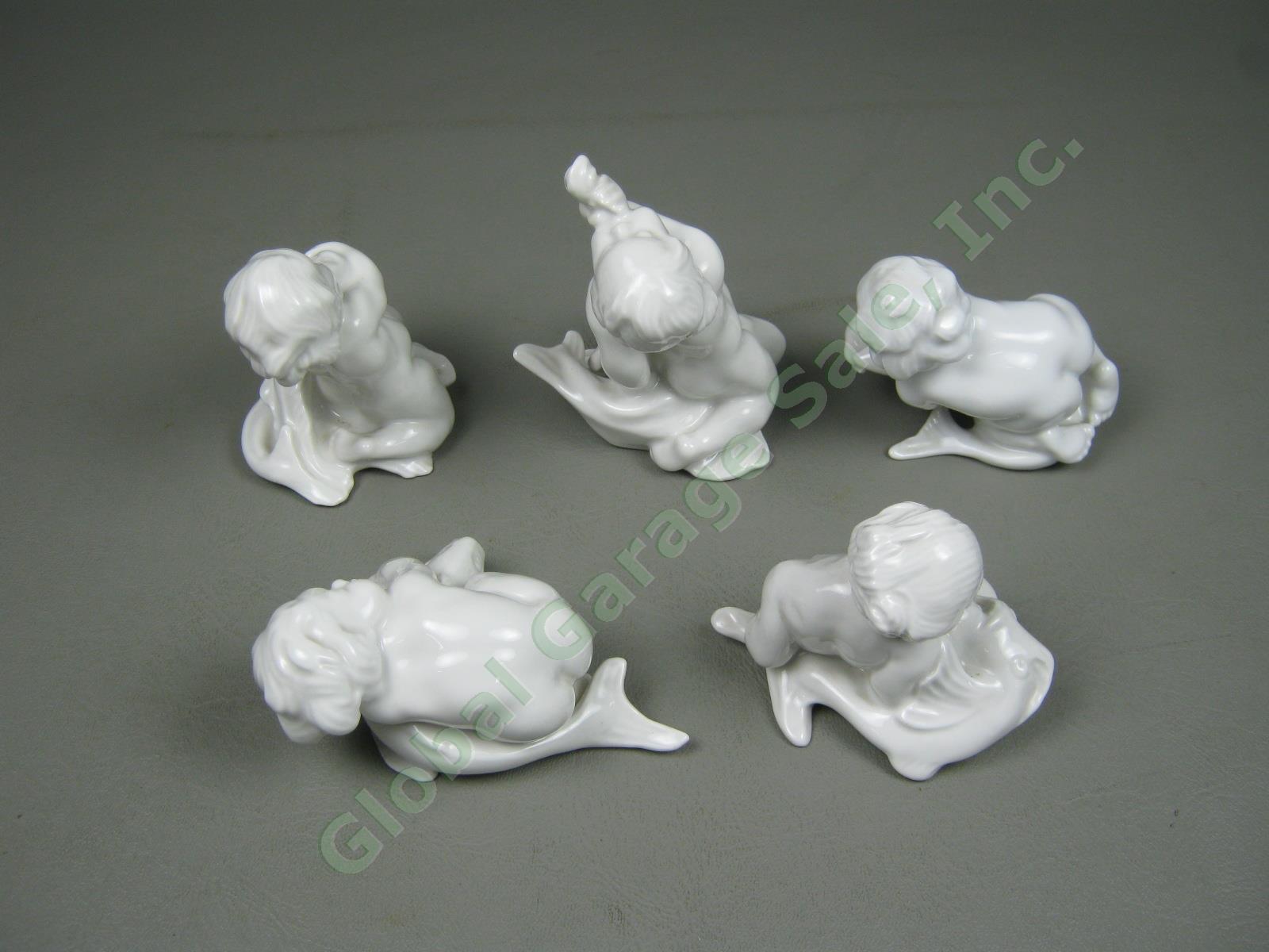 5 Bing Grondahl Kai Nielsen White Porcelain Blanc De Chine Boy Fish Figurine Set 1