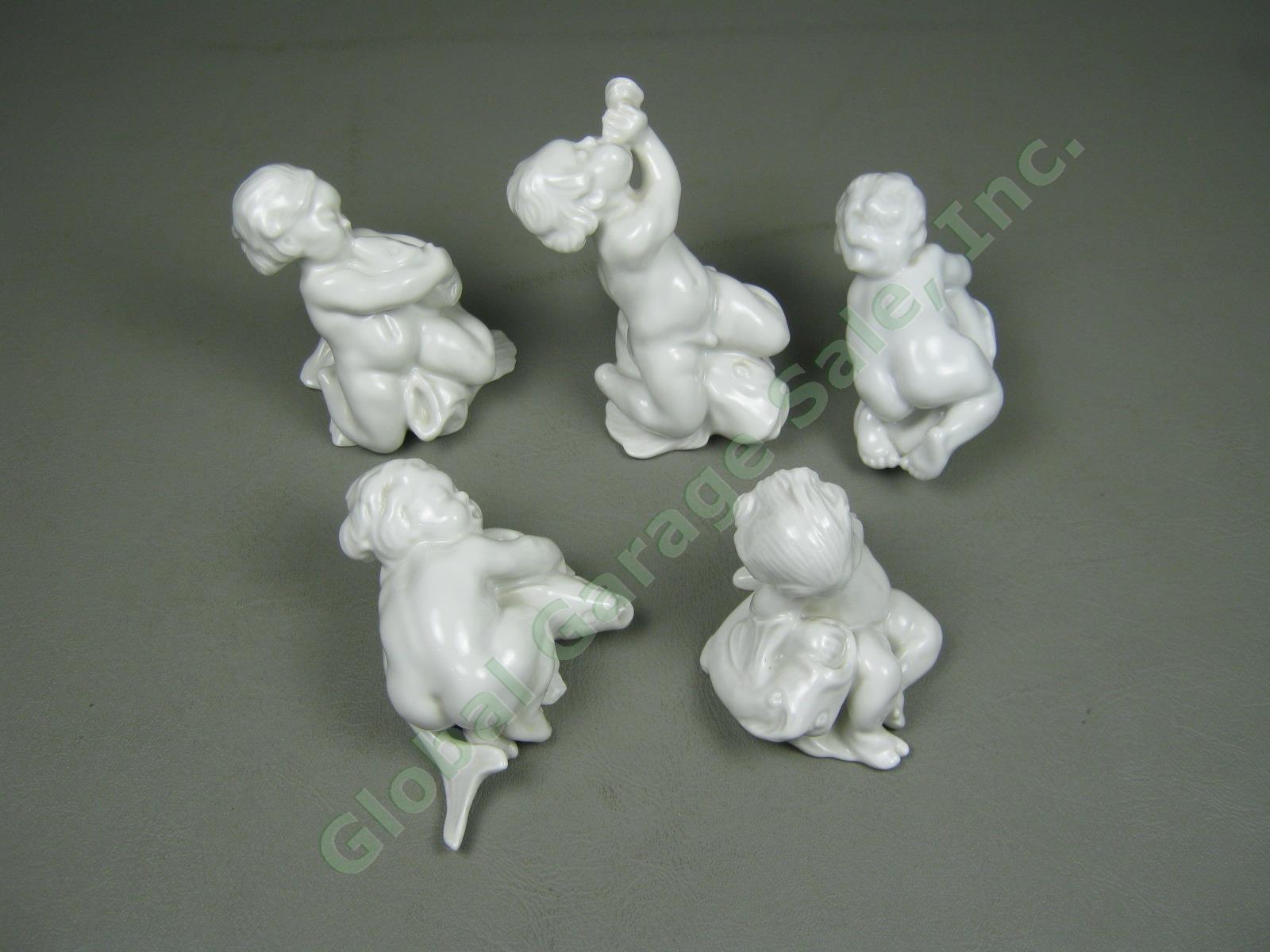 5 Bing Grondahl Kai Nielsen White Porcelain Blanc De Chine Boy Fish Figurine Set 2
