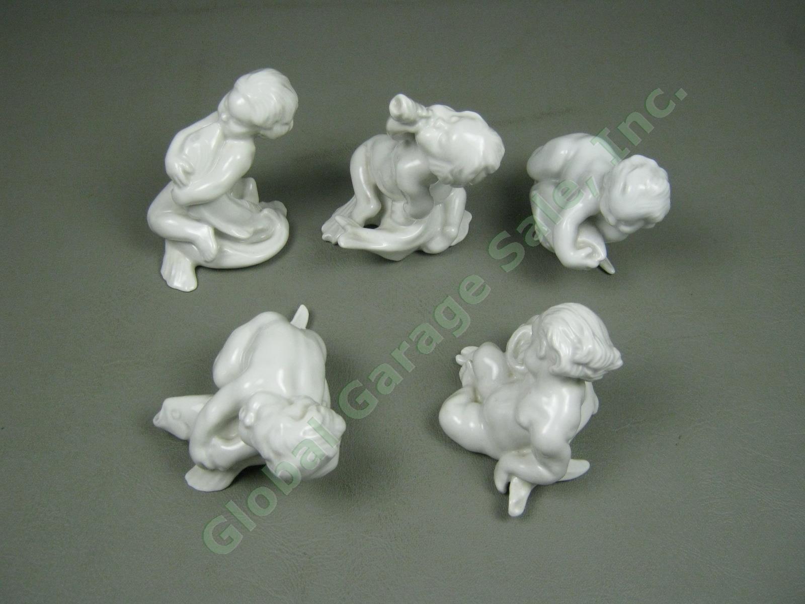 5 Bing Grondahl Kai Nielsen White Porcelain Blanc De Chine Boy Fish Figurine Set 3