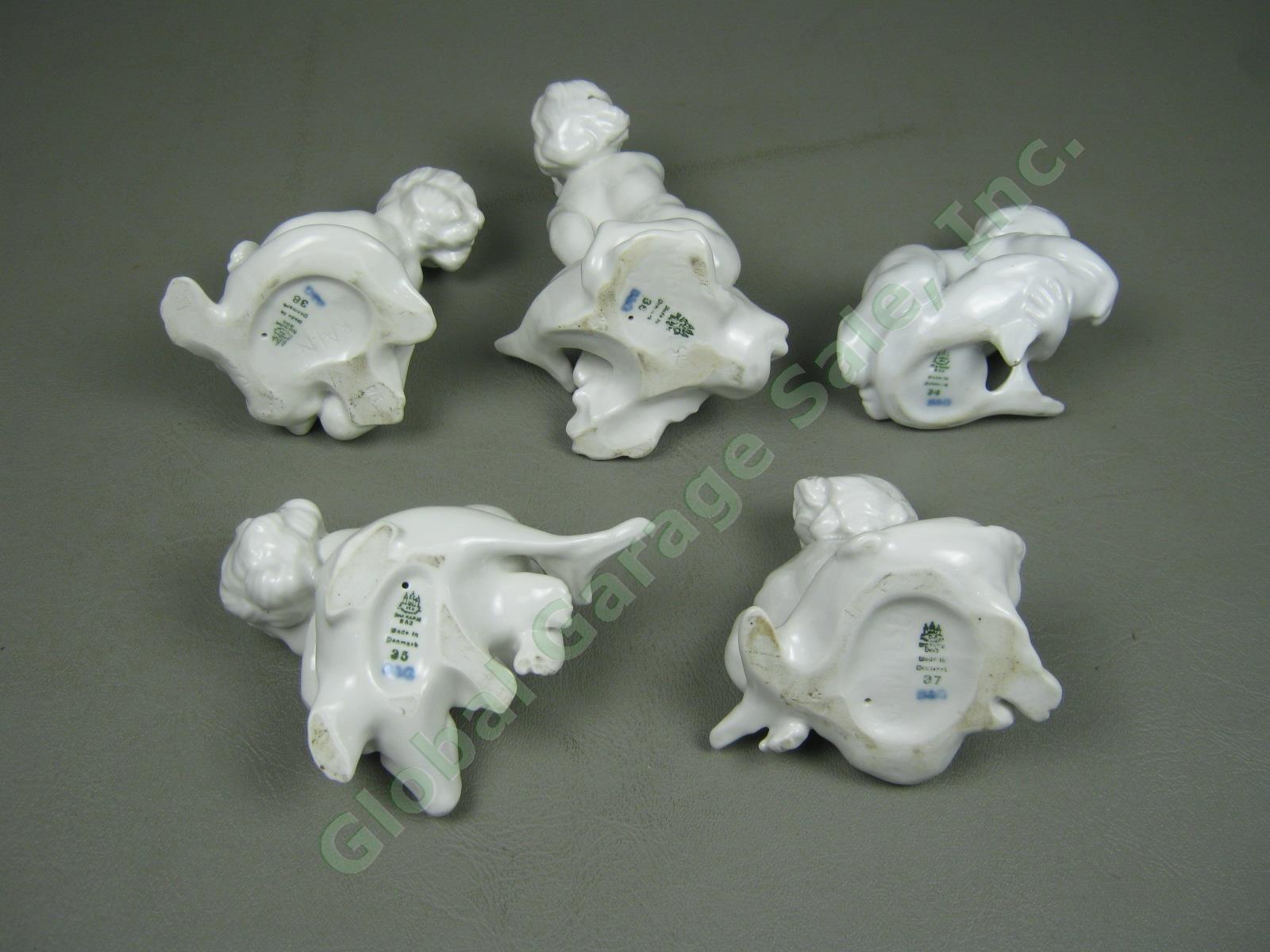 5 Bing Grondahl Kai Nielsen White Porcelain Blanc De Chine Boy Fish Figurine Set 4