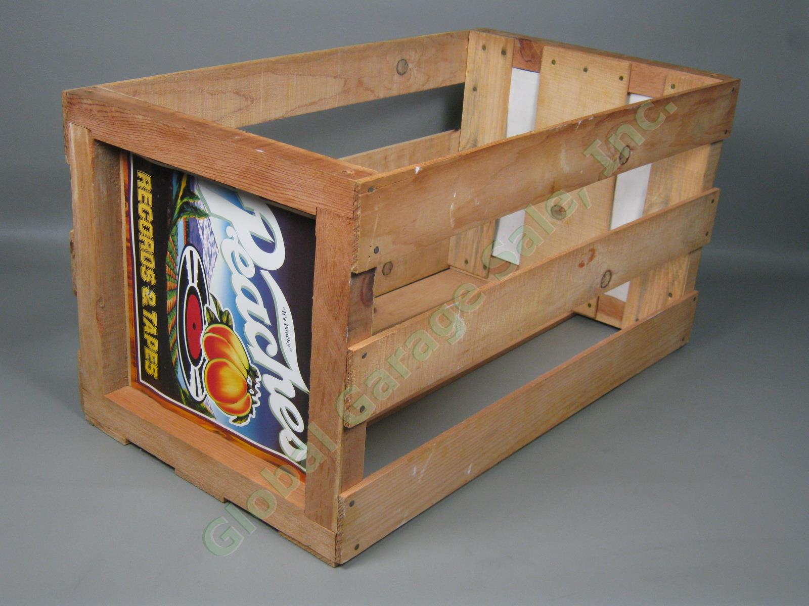 Vtg Peaches Wood Wooden LP Record Album Storage Crate Box Holder No Reserve!