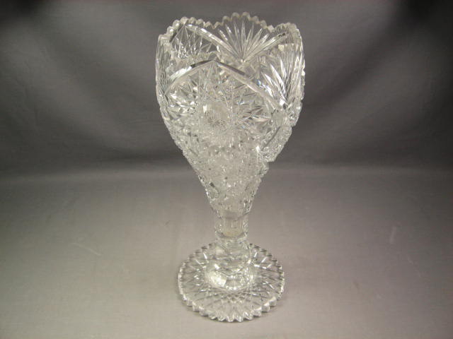2 Pc Vintage Cut Glass Crystal Set Pitcher + Chalice NR 5