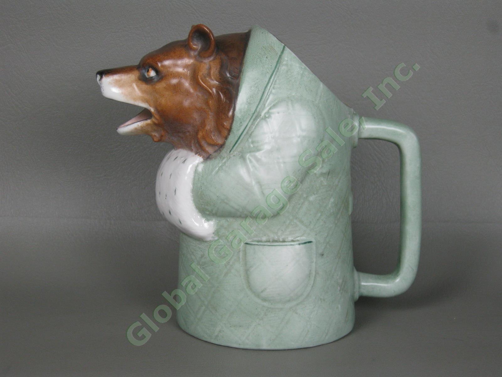 Vtg Antique Schafer & Vater German Porcelain 6" Figural Bear Milk Water Pitcher