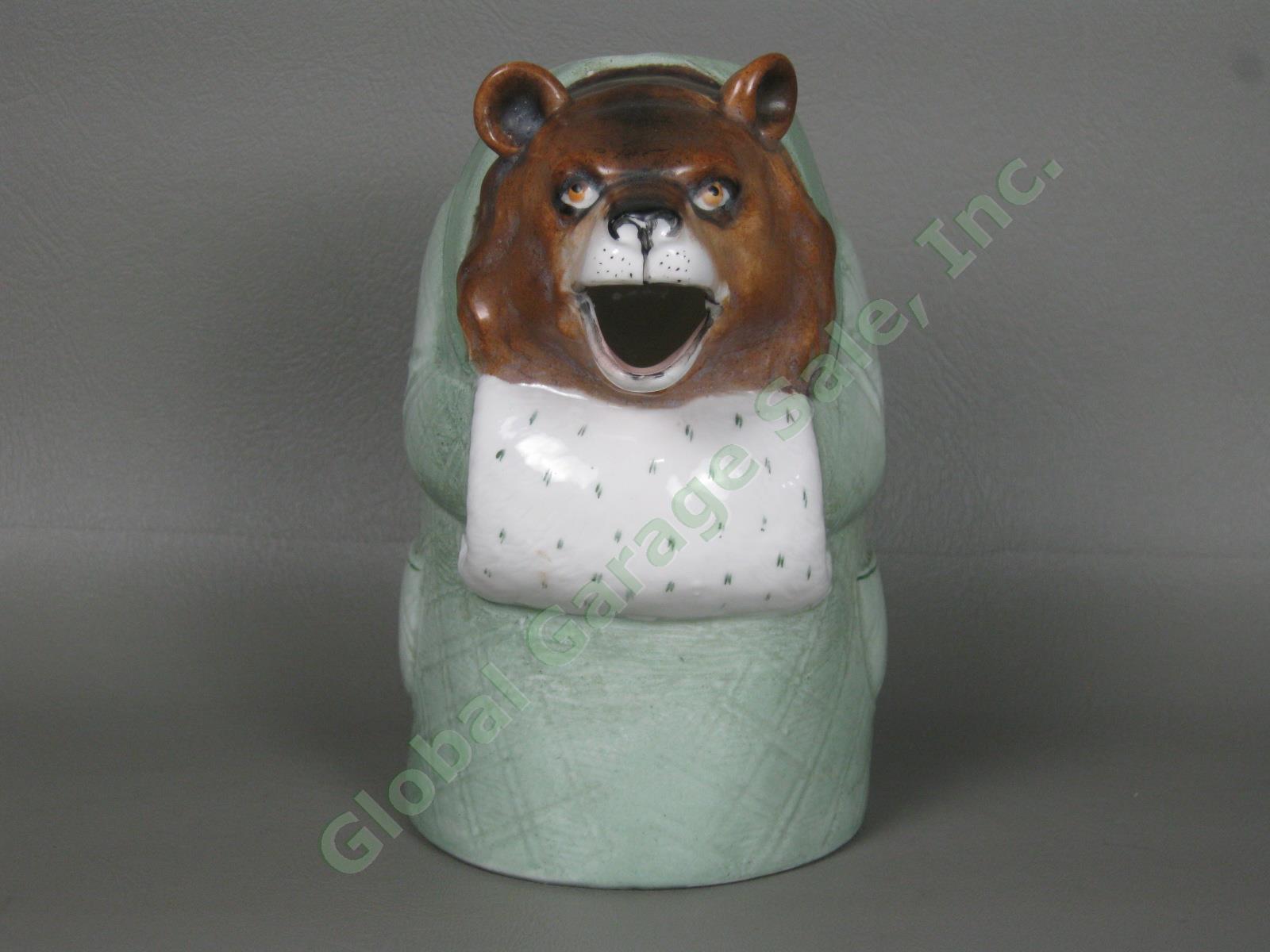 Vtg Antique Schafer & Vater German Porcelain 6" Figural Bear Milk Water Pitcher 1