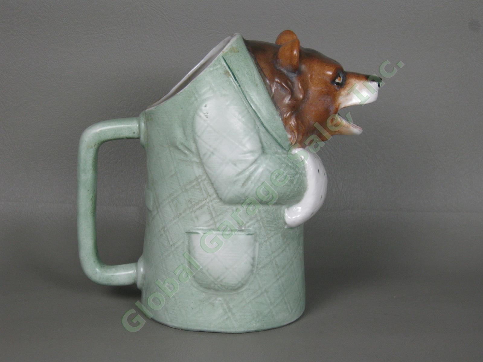 Vtg Antique Schafer & Vater German Porcelain 6" Figural Bear Milk Water Pitcher 3