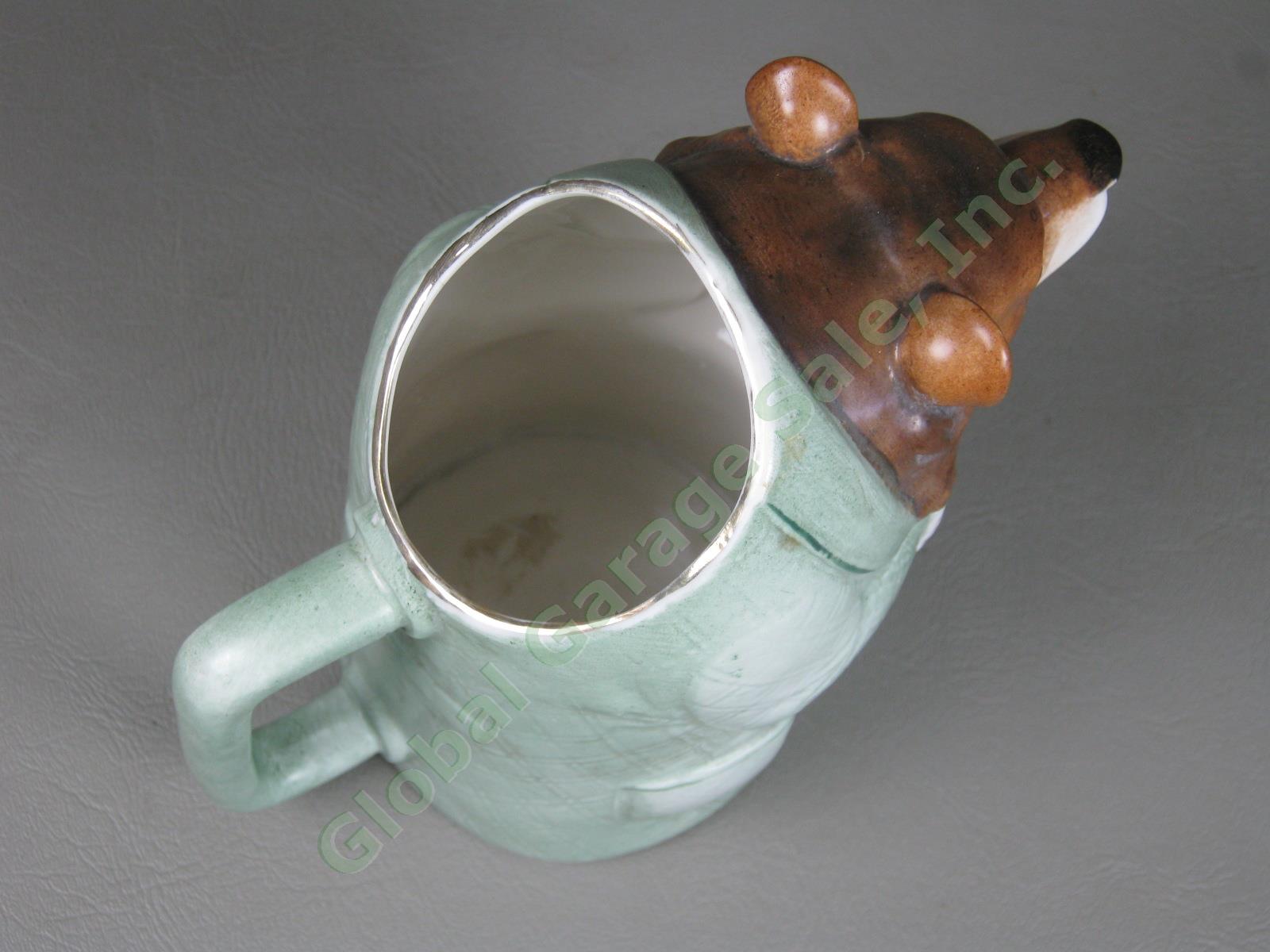 Vtg Antique Schafer & Vater German Porcelain 6" Figural Bear Milk Water Pitcher 5