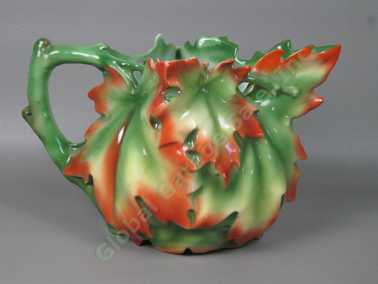 Vtg Antique Royal Bayreuth German Porcelain Maple Leaf Milk Water Pitcher 5.5"
