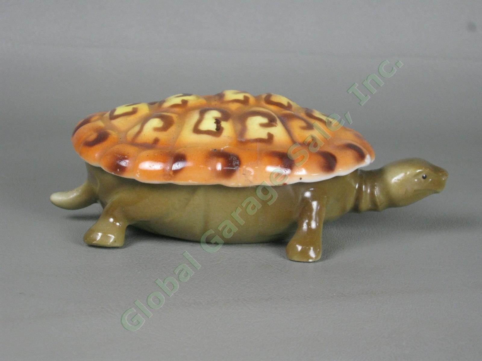 Vtg Antique Royal Bayreuth Turtle Tortoise Jewelry Trinket Box Dish Sugar Bowl