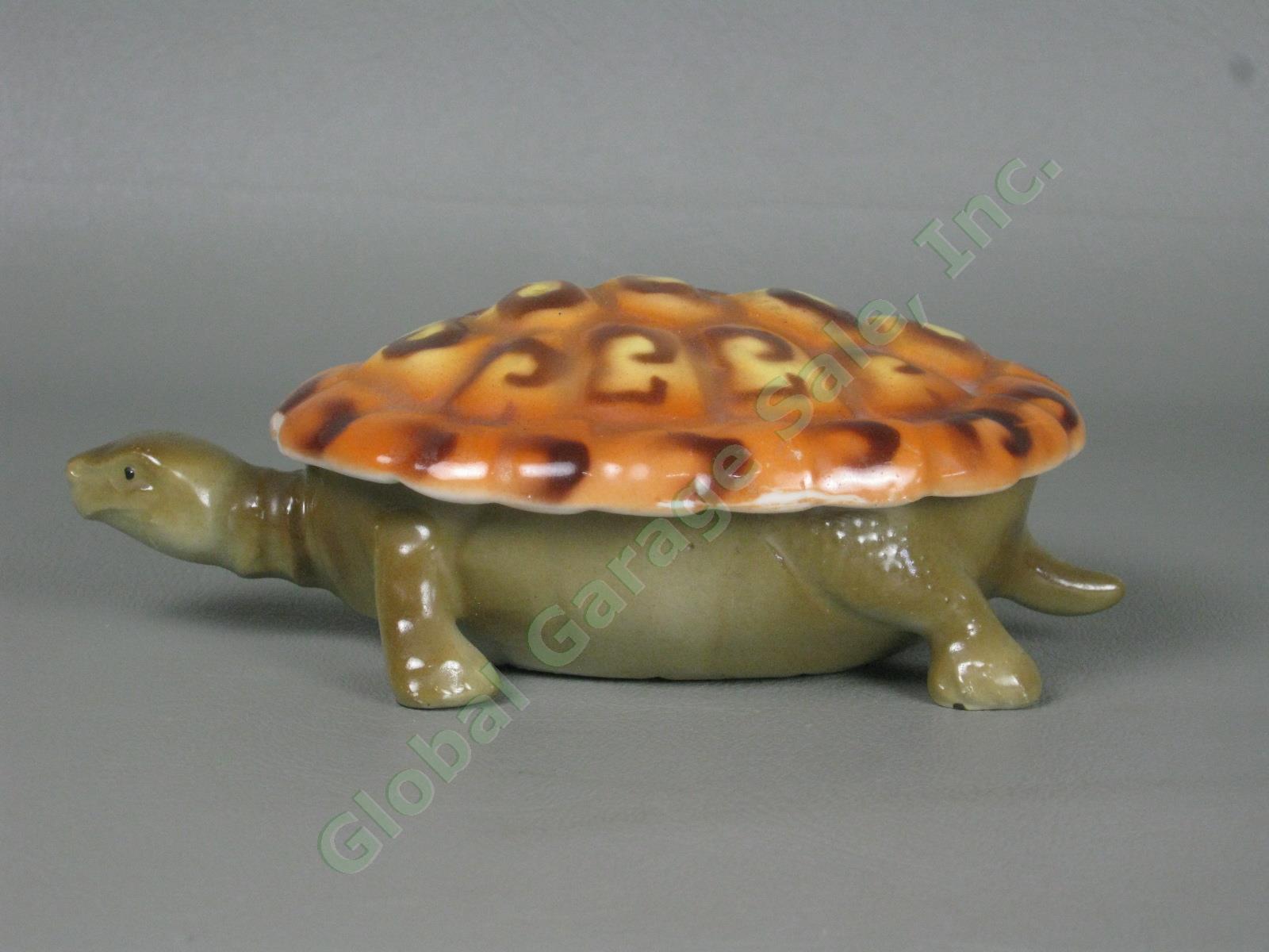 Vtg Antique Royal Bayreuth Turtle Tortoise Jewelry Trinket Box Dish Sugar Bowl 2