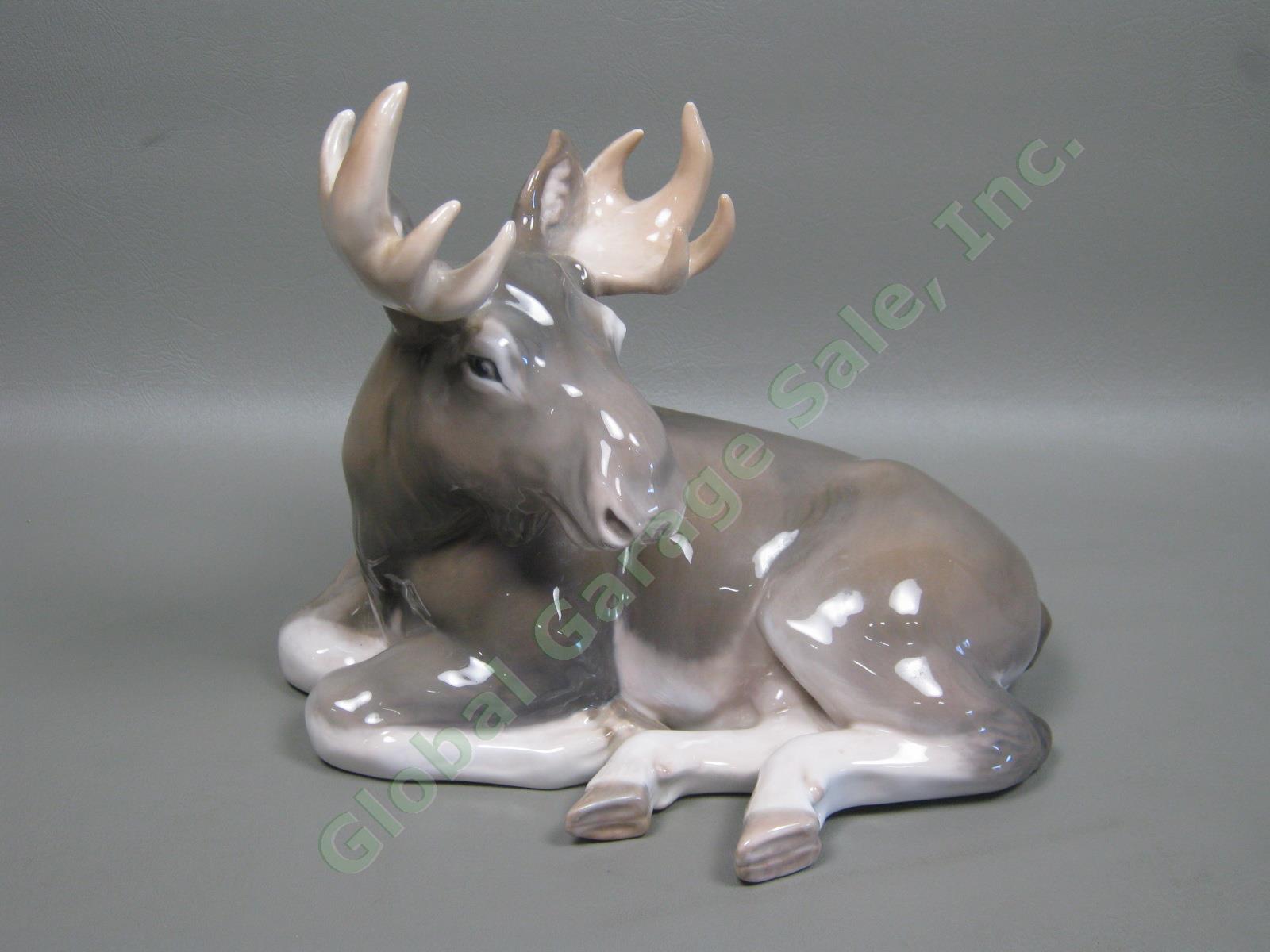 Vtg 1966 Royal Copenhagen Porcelain Moose Elk 2813 Knud Kyhn Design 10" L 8.25"H