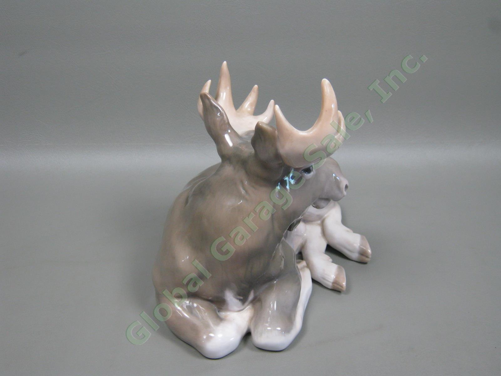 Vtg 1966 Royal Copenhagen Porcelain Moose Elk 2813 Knud Kyhn Design 10" L 8.25"H 3