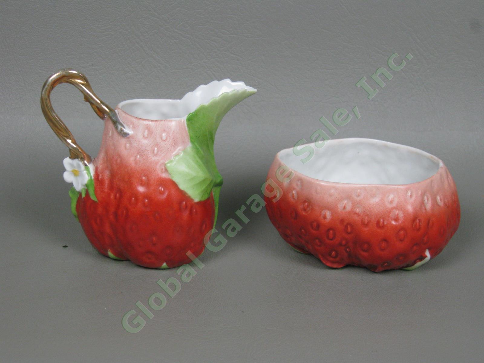 Vtg Royal Bayreuth Strawberry Demitasse / Childs Tea Set Cups Creamer Sugar Bowl 6