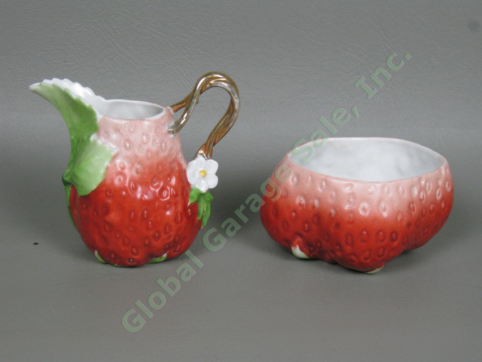 Vtg Royal Bayreuth Strawberry Demitasse / Childs Tea Set Cups Creamer Sugar Bowl 7