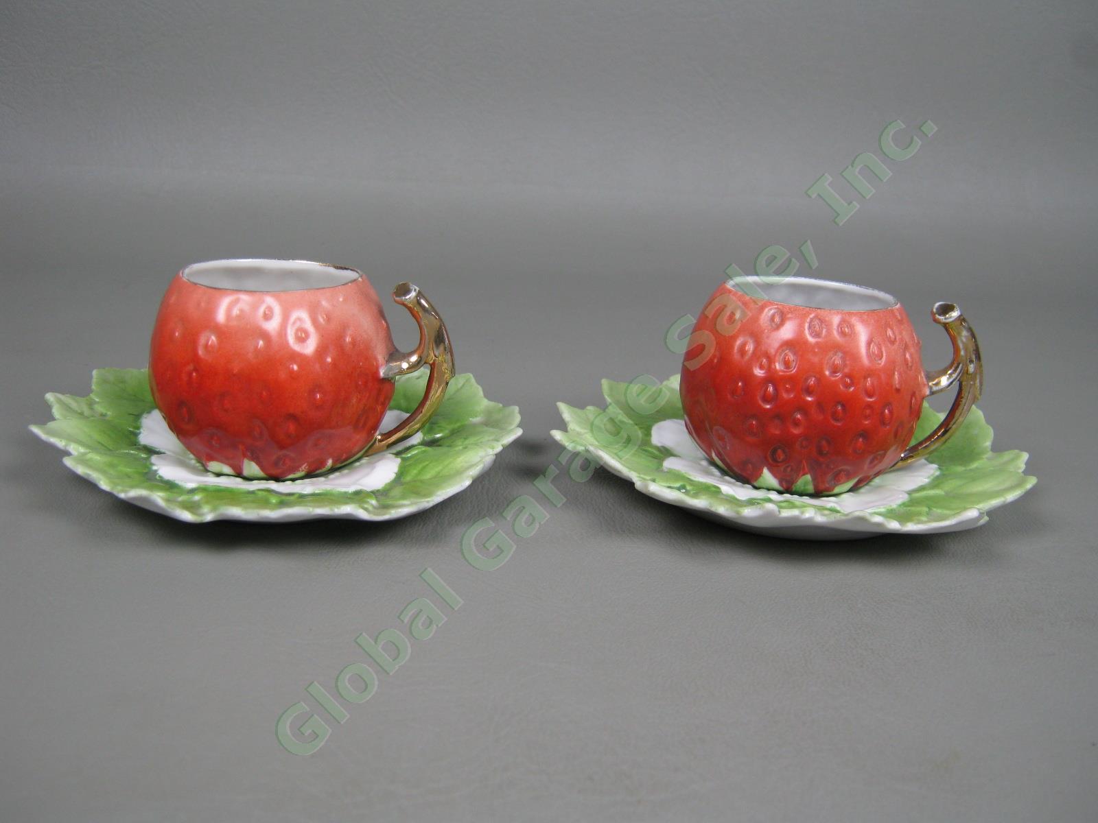 Vtg Royal Bayreuth Strawberry Demitasse / Childs Tea Set Cups Creamer Sugar Bowl 10