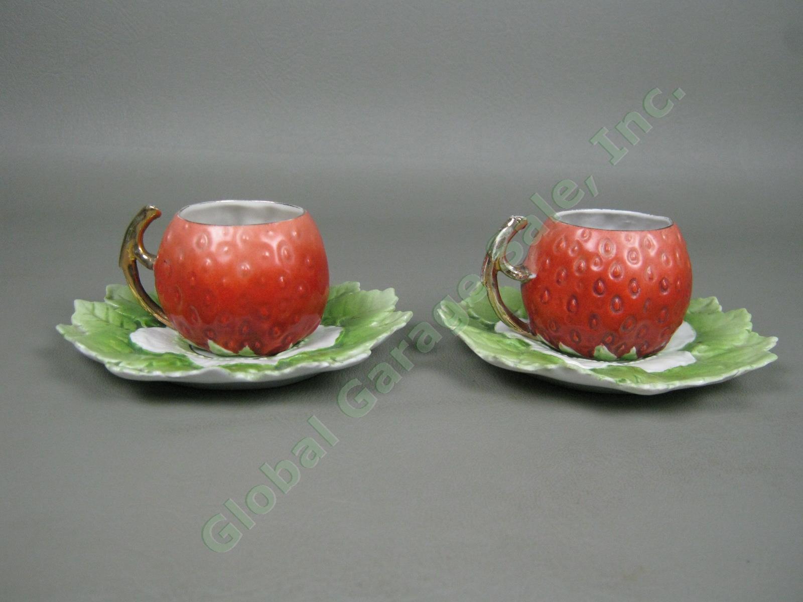 Vtg Royal Bayreuth Strawberry Demitasse / Childs Tea Set Cups Creamer Sugar Bowl 11