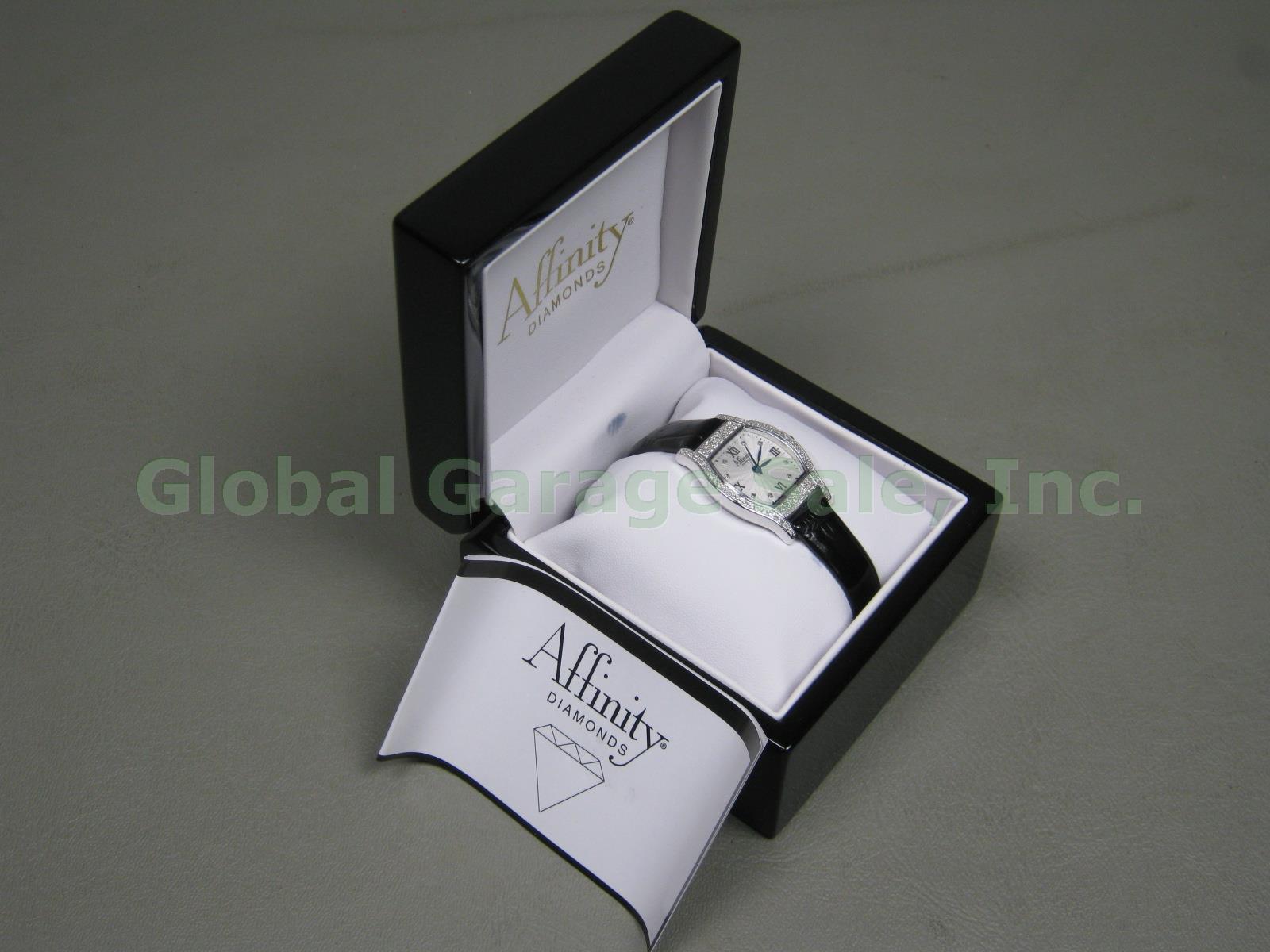 New QVC Affinity Diamond 4/10 ct tw Sterling Silver Watch W/Swiss Movement J8105