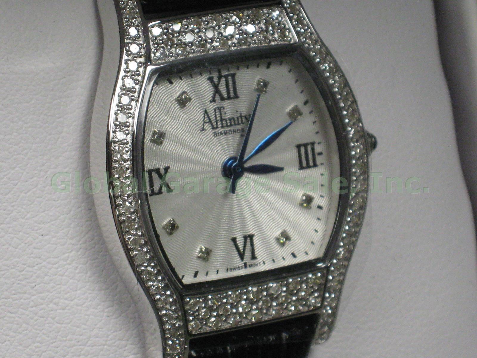 New QVC Affinity Diamond 4/10 ct tw Sterling Silver Watch W/Swiss Movement J8105 1