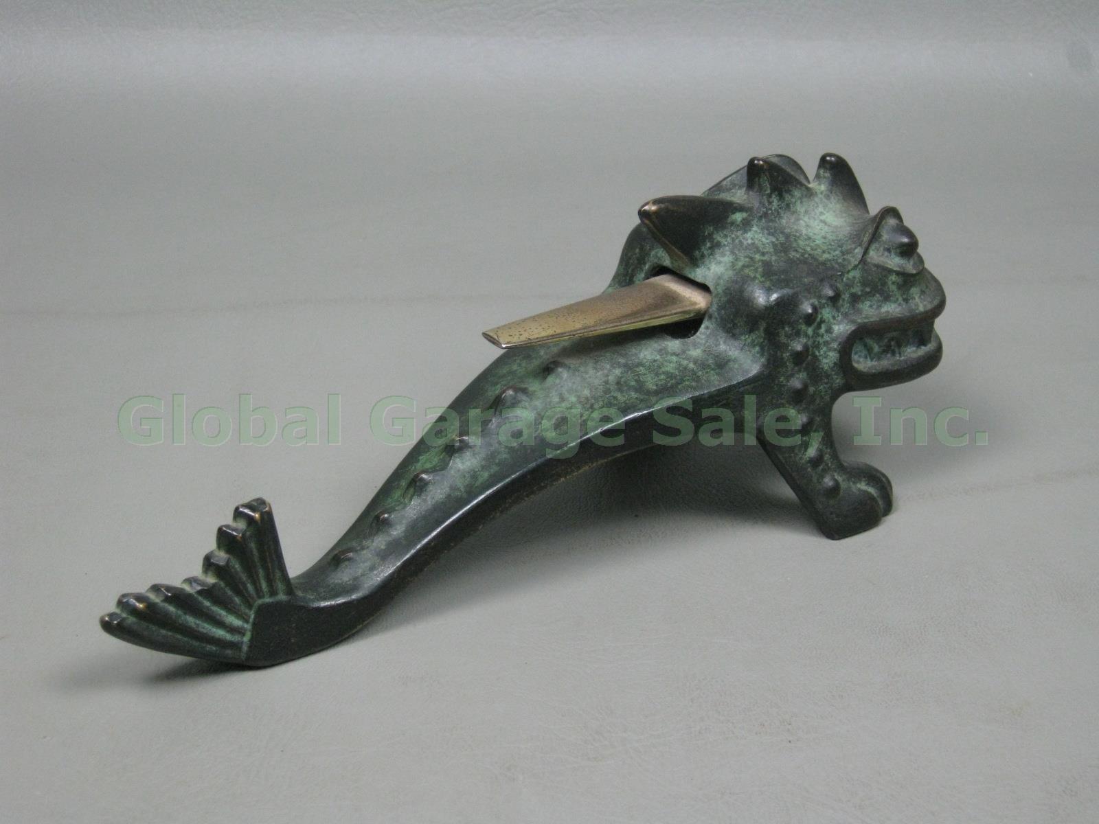 Vtg Antique German Bronze Dragon Reptile Monster Lizard Fish Table Lighter 8.5" 3