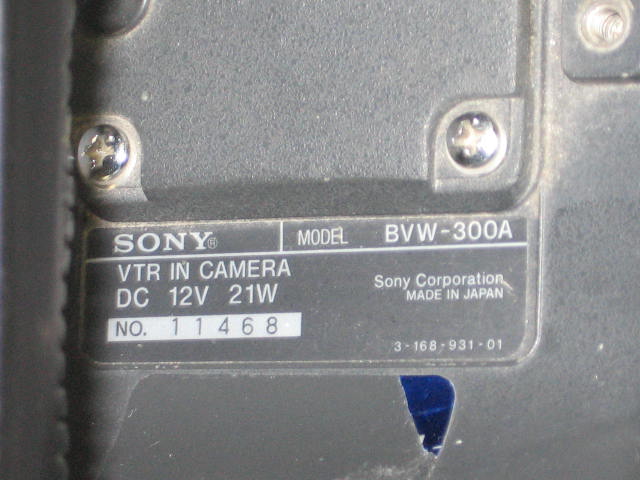 Sony BVW-300A Broadcast Video Camera 3CCD Nikon Lens NR 8