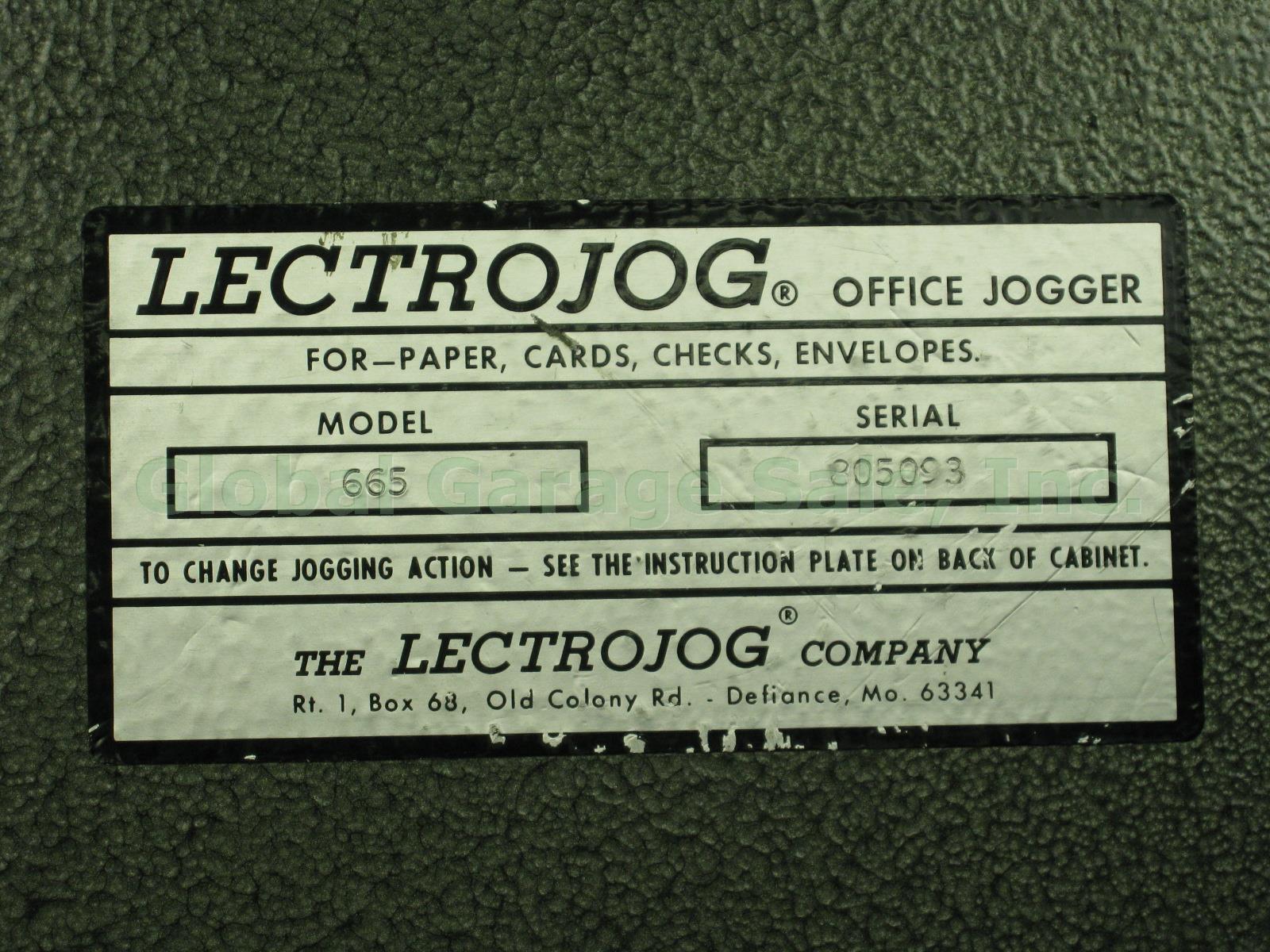 Vtg Lectrojog 665 Commercial Office Electric Paper Card Check Envelope Jogger NR 1