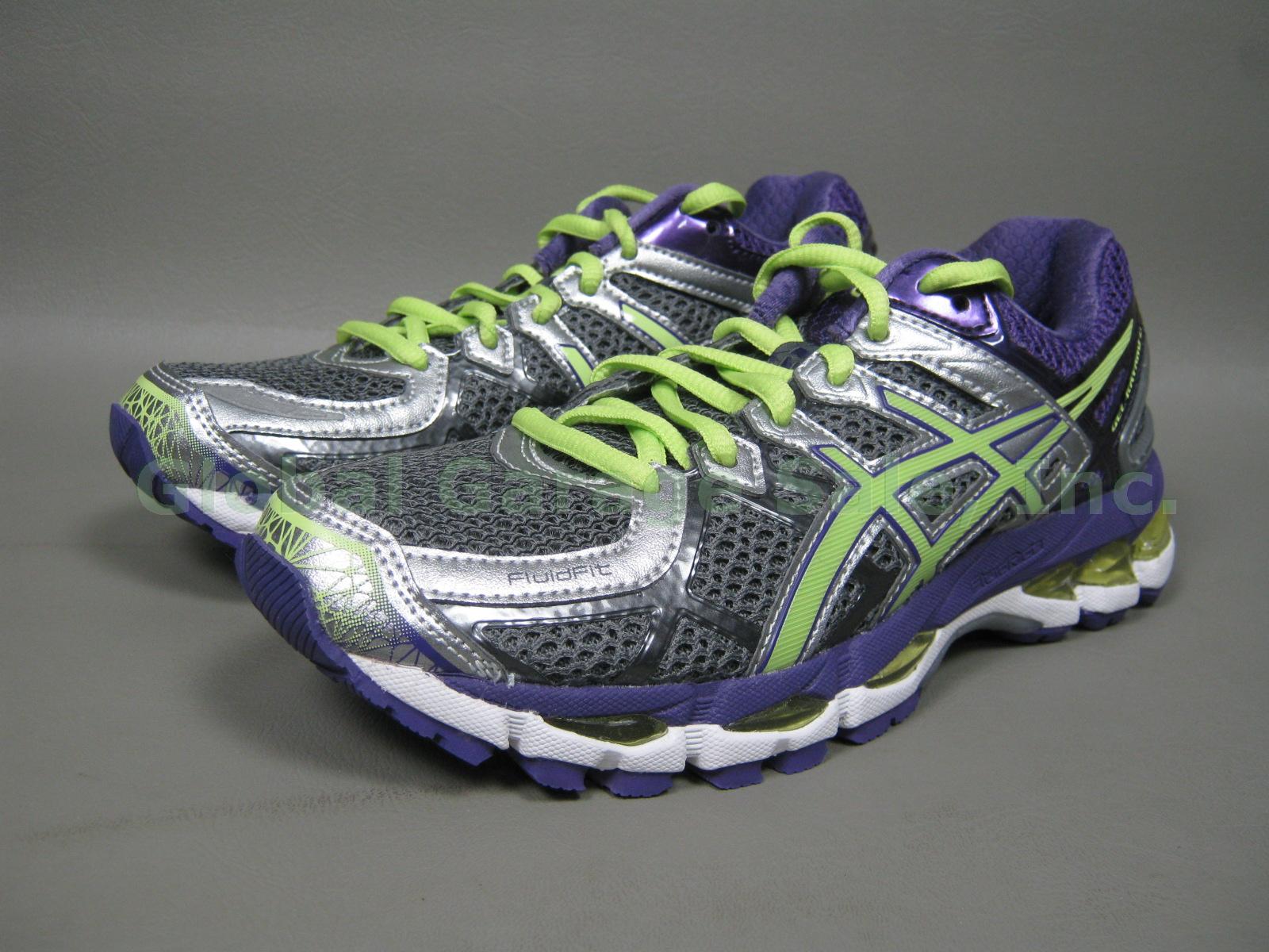 NEW Asics Womens Gel Kayano 21 Running Shoes US 6 EUR 37 Charcoal Green Purple 1