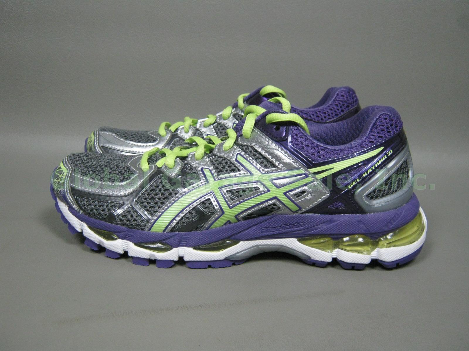 NEW Asics Womens Gel Kayano 21 Running Shoes US 6 EUR 37 Charcoal Green Purple 2