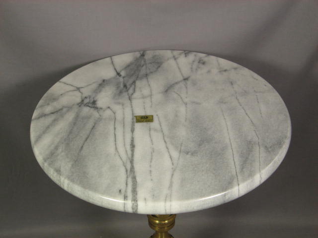 2 Vintage 1970s Round Marble + Brass End Tables NOS NR 2