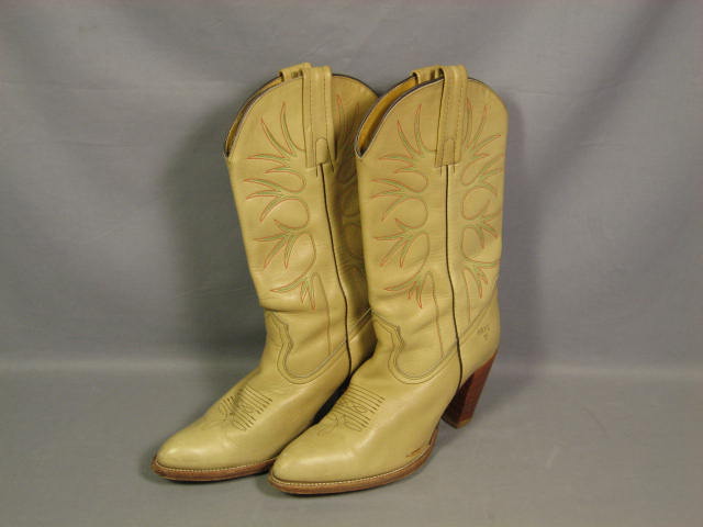 Vintage Ladies Frye Tan Western Cowboy Boots Size 9.5 1