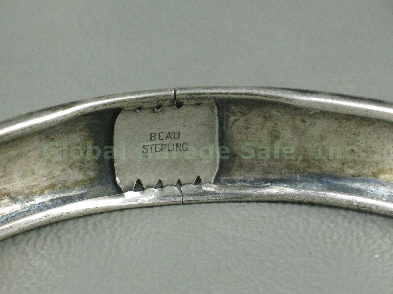 7 Vintage Beau Sterling Silver Bangle Bracelets Lot Floral Flowers Hearts Native 4