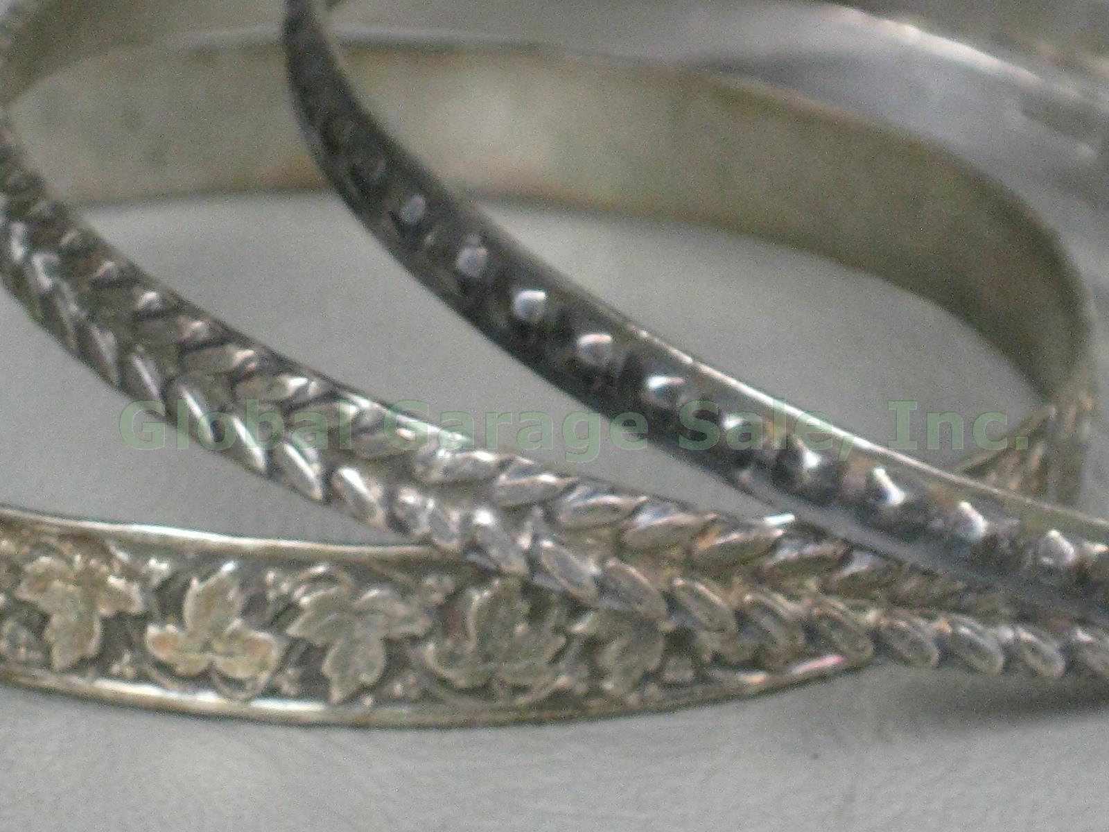 6 Vtg Cini Michele Sterling Silver Bangle Bracelets Lot Flowers Grape Vines NR! 5